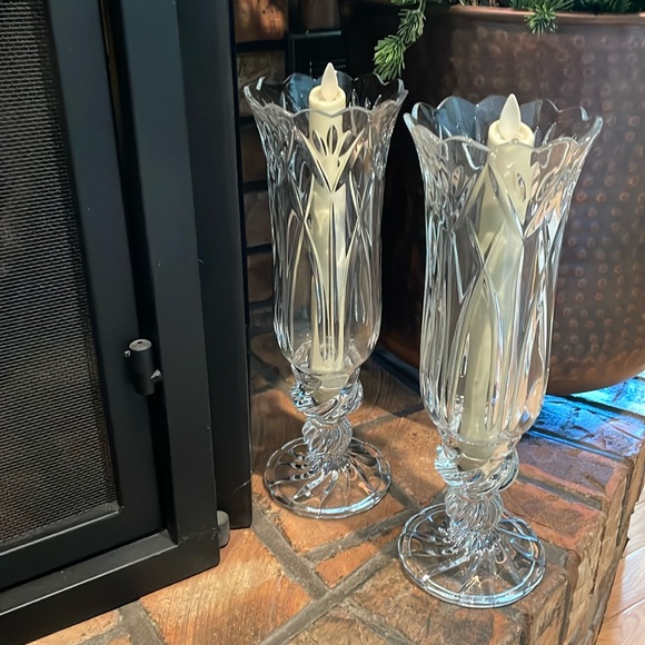 Set of 2 beautiful Crystal d’arques hurricane lamps - Picture 3 of 11